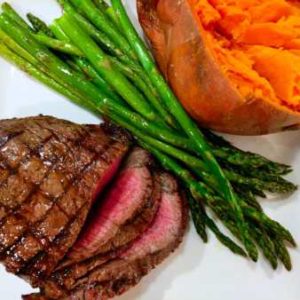 Beef Tenderloin with Roasted Sweet Potatoes and Asparagus (Catherine Courtney Coaching)