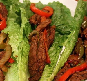 Pork and Chicken Fajita Lettuce Wrap with Vegetables (Ideal Protein)